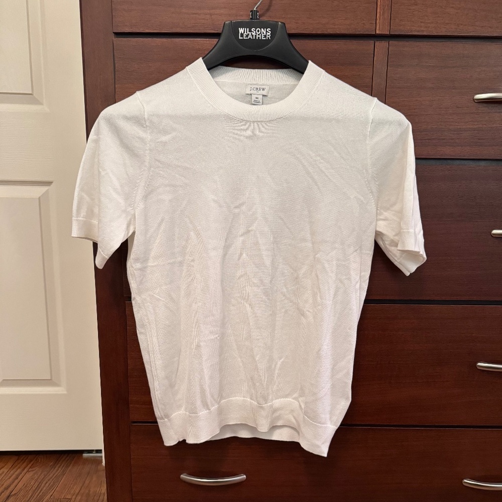 NWT - J.Crew Factory Short Sleeve Cotton Crewneck Sweater in Ivory - M